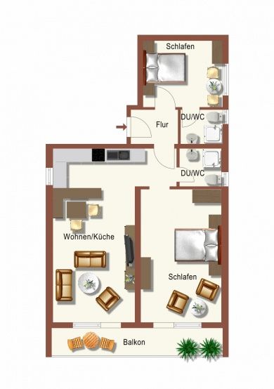 Ferienwohnung Mosel Panorama  Nr. 7 im Haus Berghof  Weitblick ins Moseltal  2 Doppelschlafzimmer - jedes mit eigener Du/WC - WLAN  kostenlos